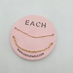 14k Gold Plated Necklaces Paperclip & Satellite Chains Layering Jewelry Set of 2